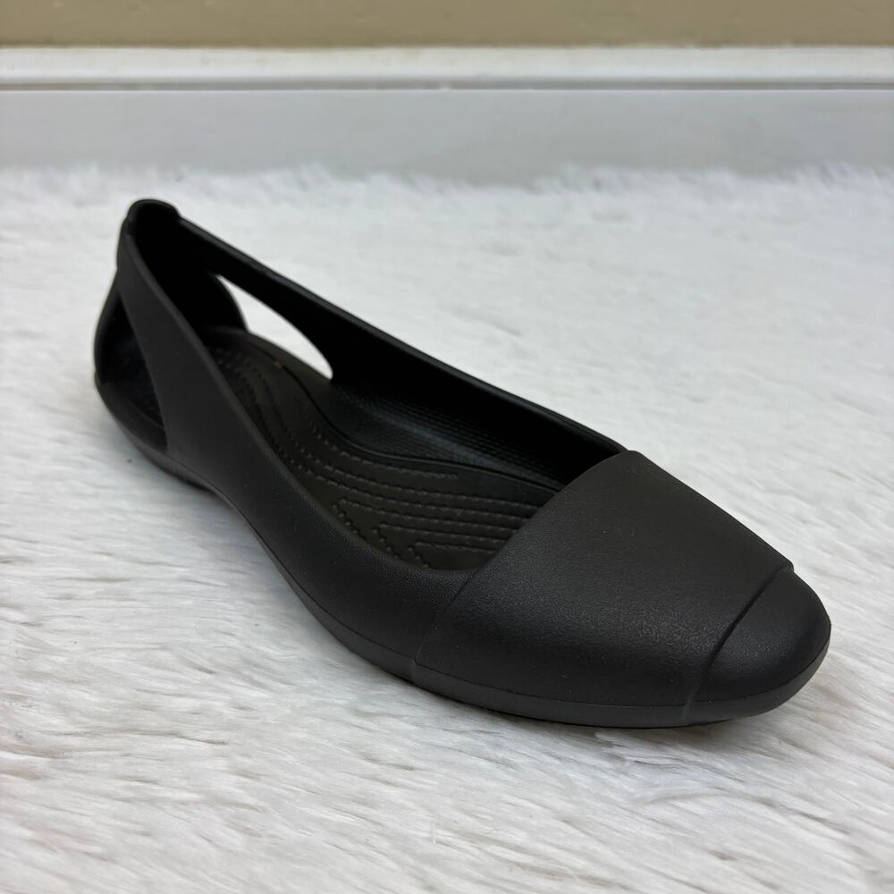 Crocs Sienna Black Slip-On Ballet Flats Women's Size 6